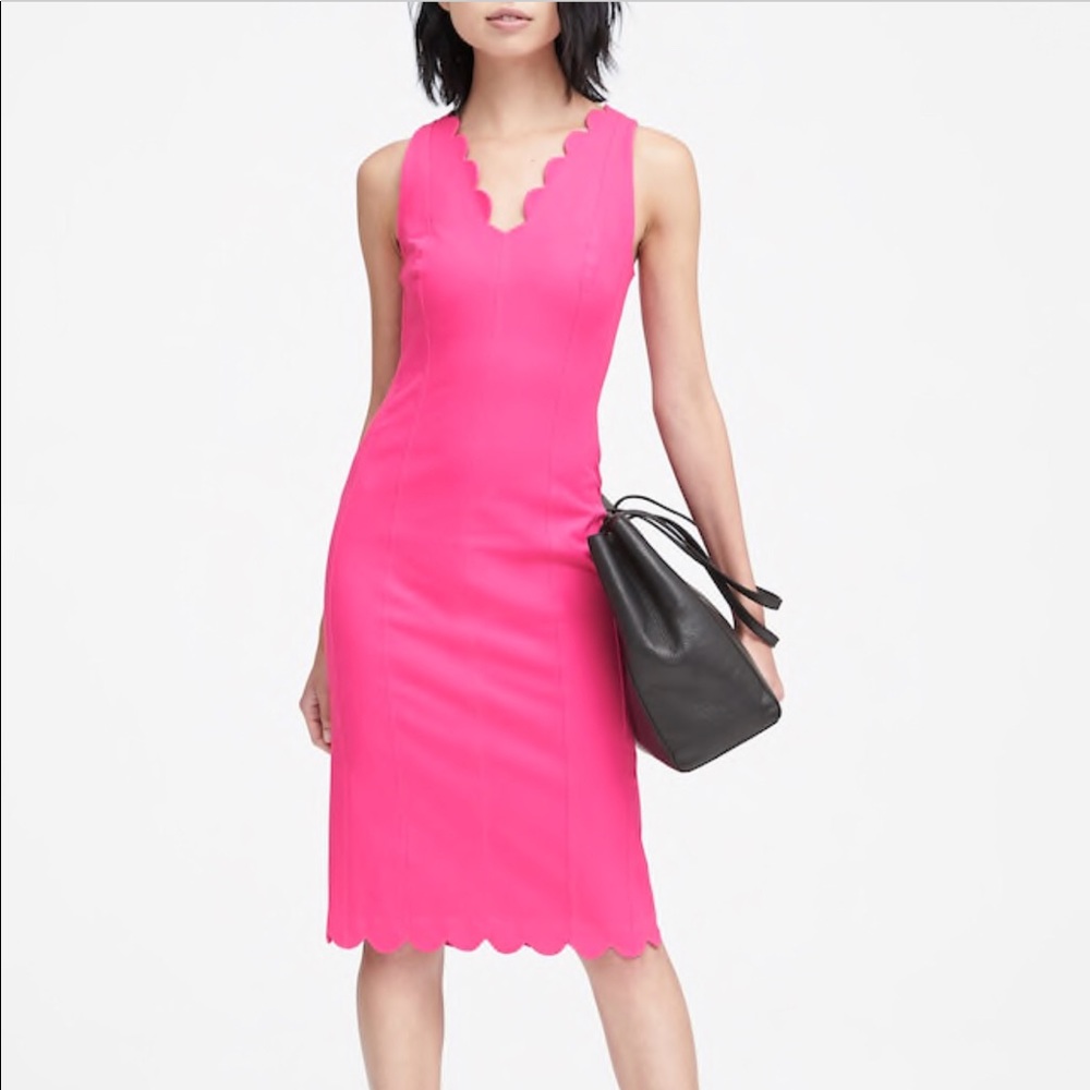 Banana Republic Bi-Stretch Scalloped Sheath Dress